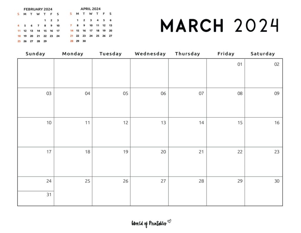 March 2024 calendar