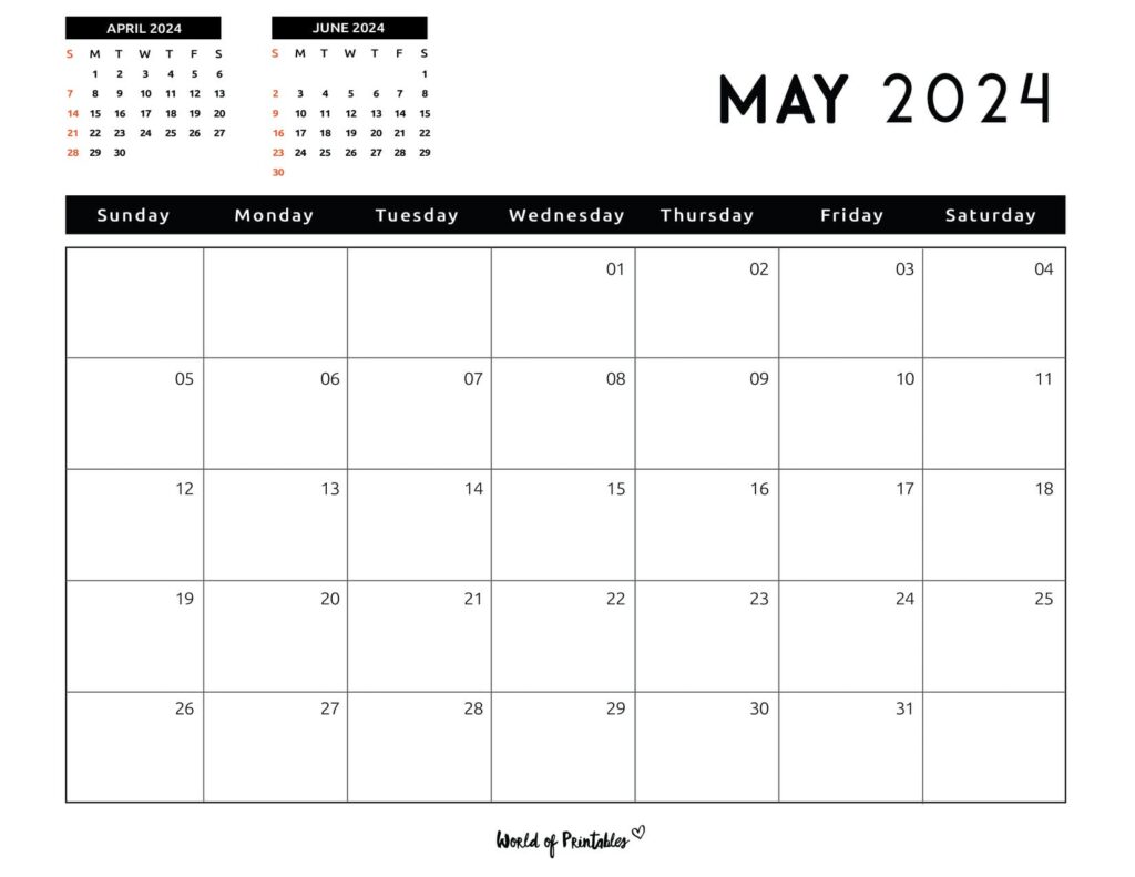 Printable May 2024 Calendar