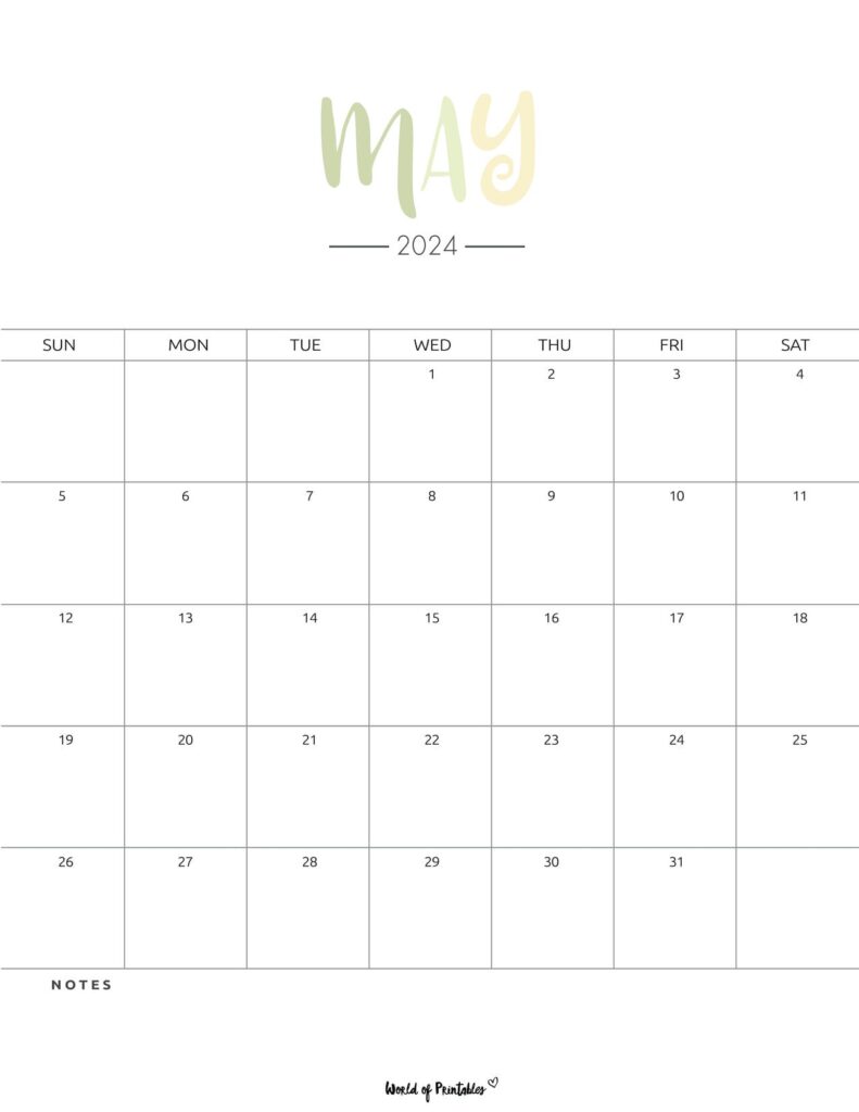 Cute Pastel May 2024 Calendar