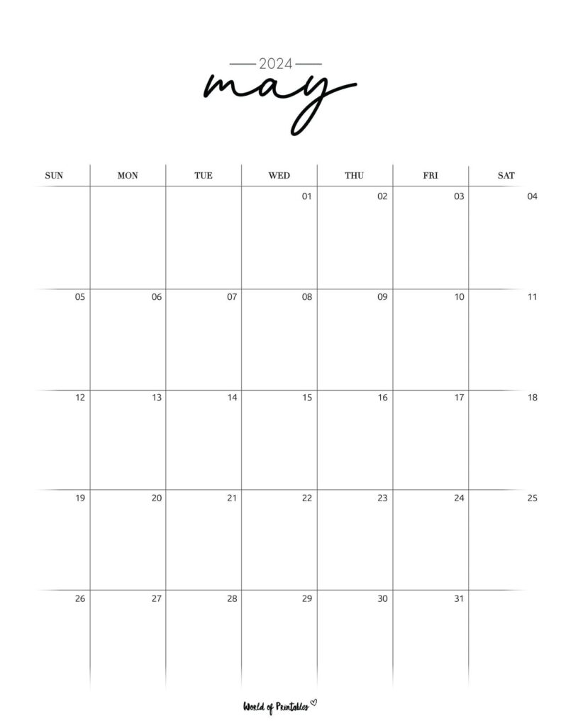Cursive May 2024 Calendar