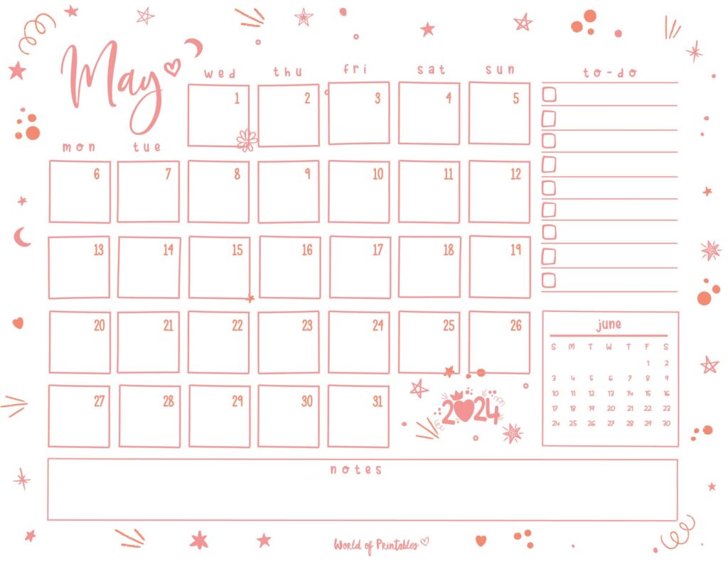 Cute May 2024 Calendar Landscape