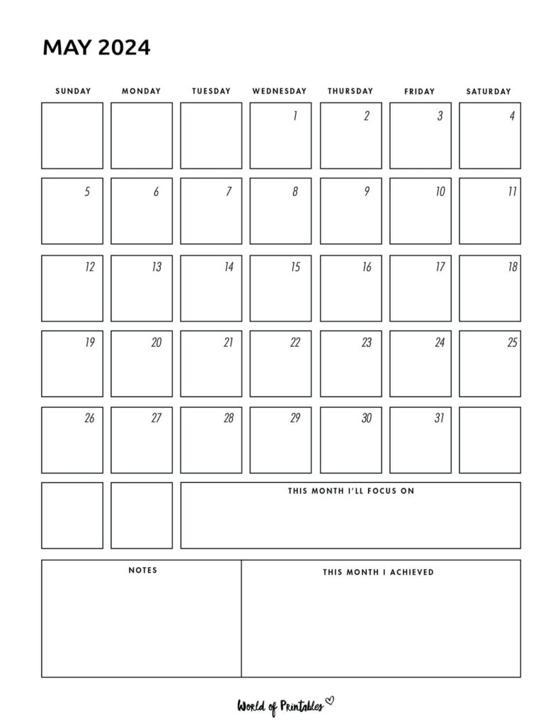 Simple May 2024 Calendar