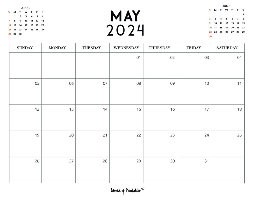 Free Printable May 2024 Calendar