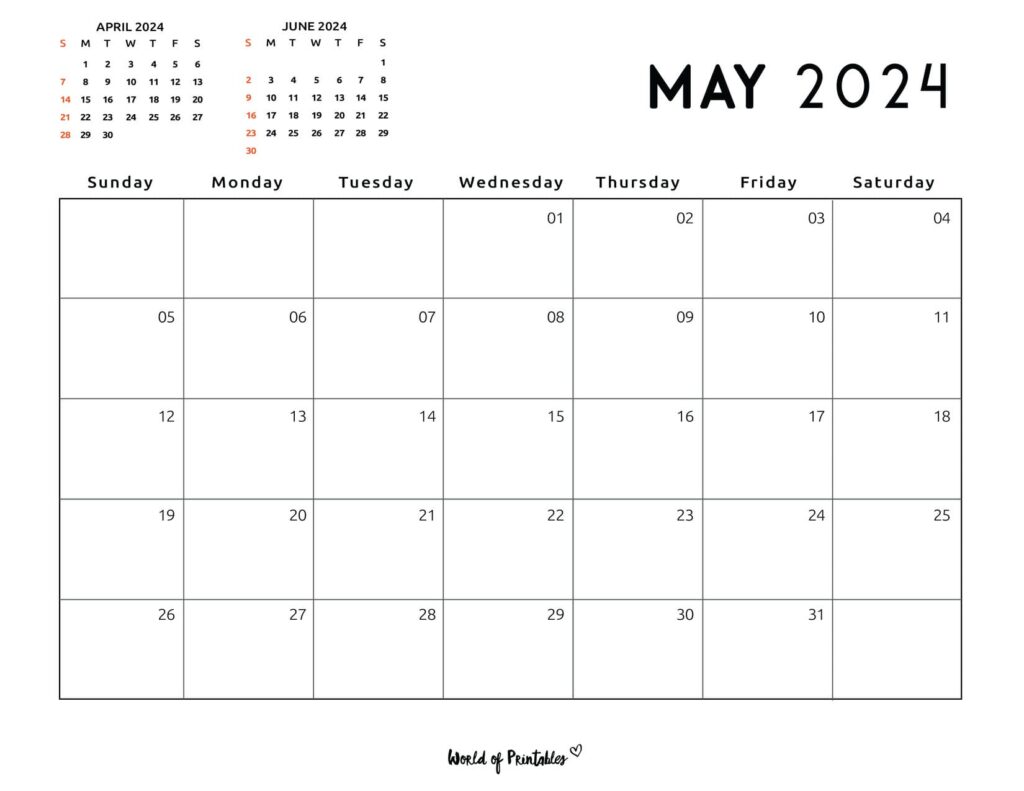 May 2024 Calendar Printable