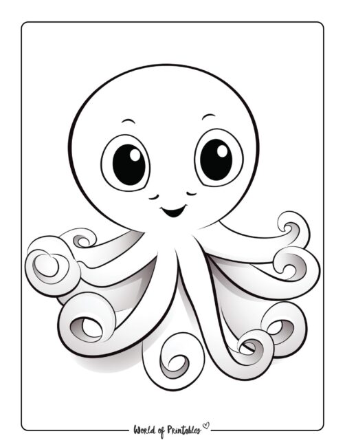 Octopus with Little Mustache Coloring Page