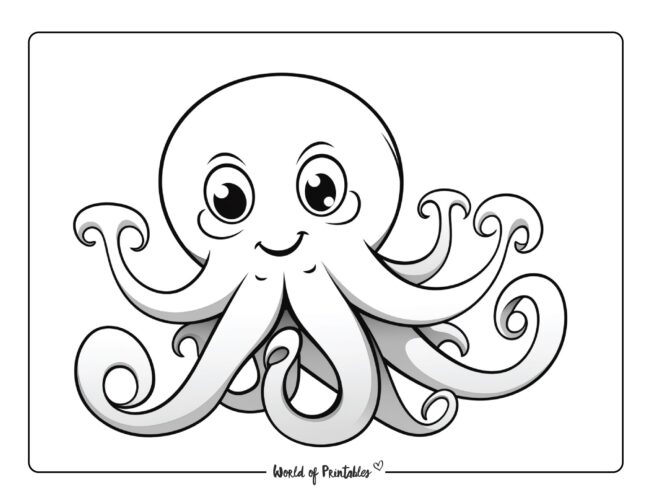 Playful Octopus Coloring Page For Kids