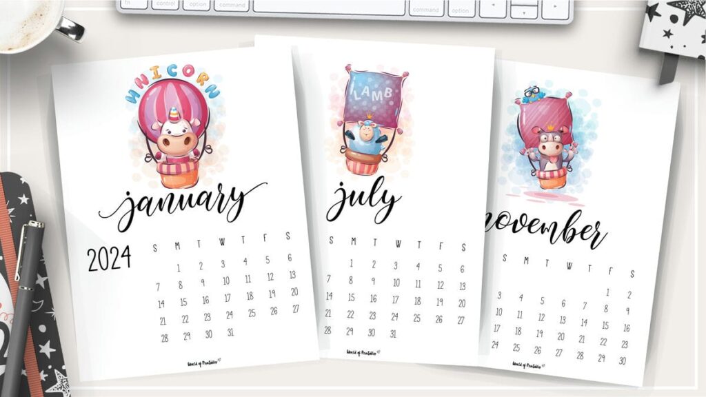 Printable Kids Calendar For 2024