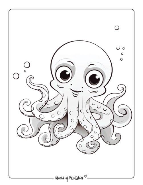 Simple Small Octopus Coloring Page