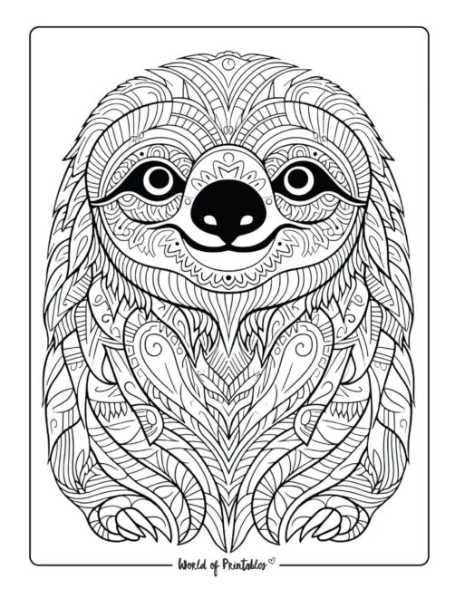 Sloth Animal Coloring Page