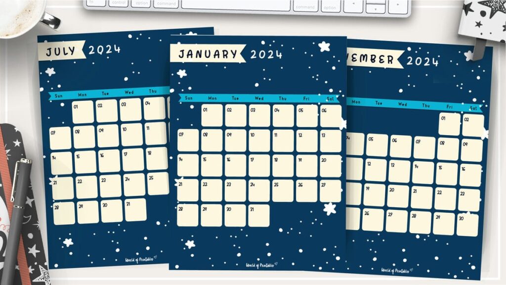 Starry 2024 monthly calendar