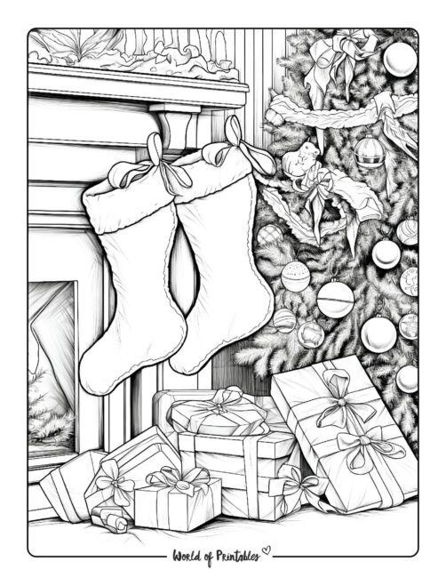 Stocking Coloring Page 3