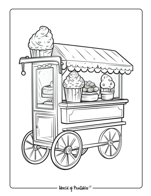 ice cream truck summer coloring page