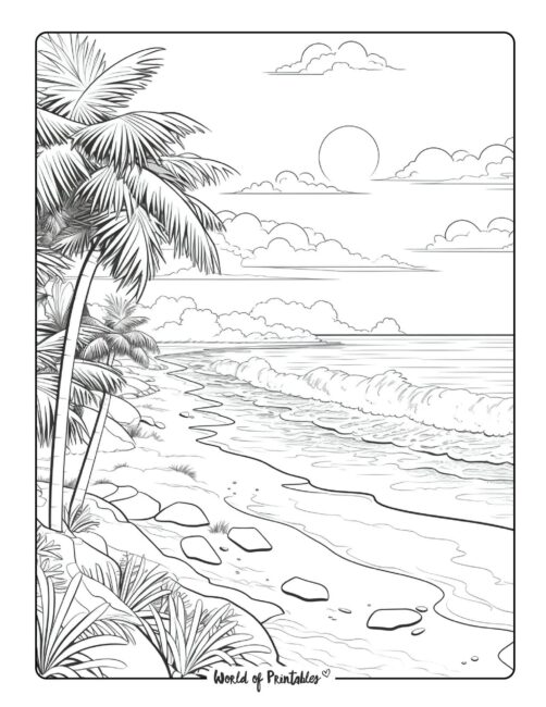 tropical beach summer coloring sheet