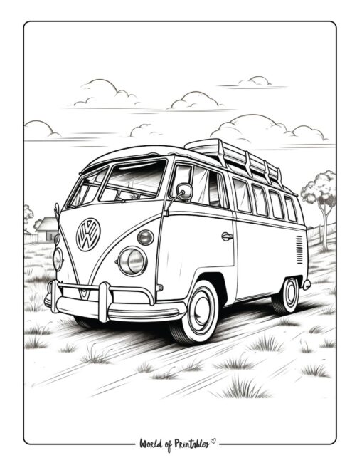travelling van summer coloring page