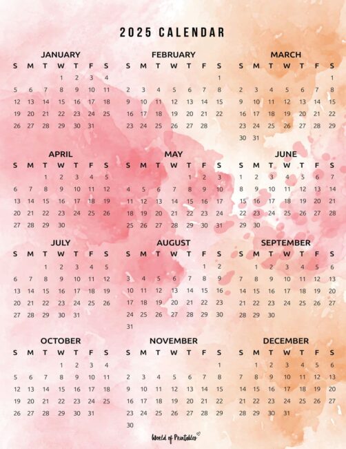 Yearly Calendar 2025-01