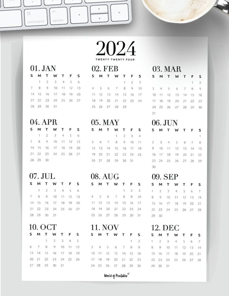 basic monthly calendar 2024 pdf