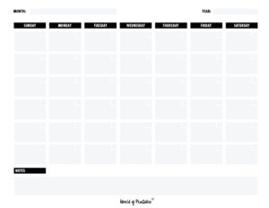 Printable Blank Calendar Templates - World of Printables