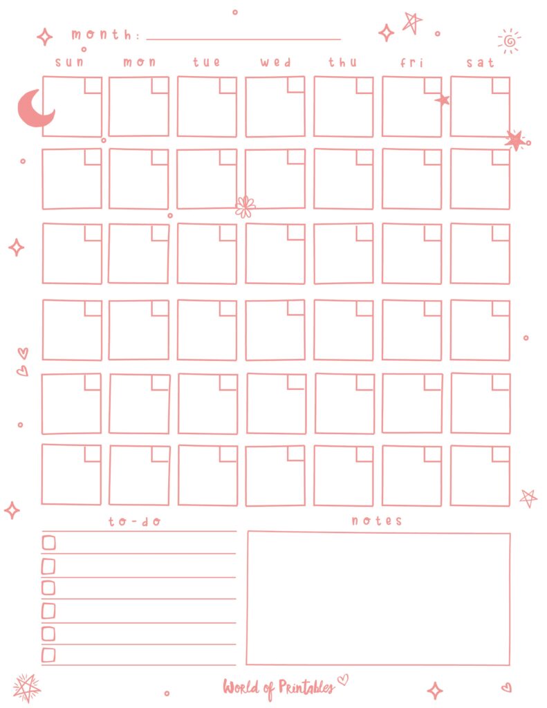 blank calendar cute