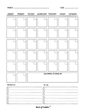 Printable Blank Calendar Templates - World of Printables