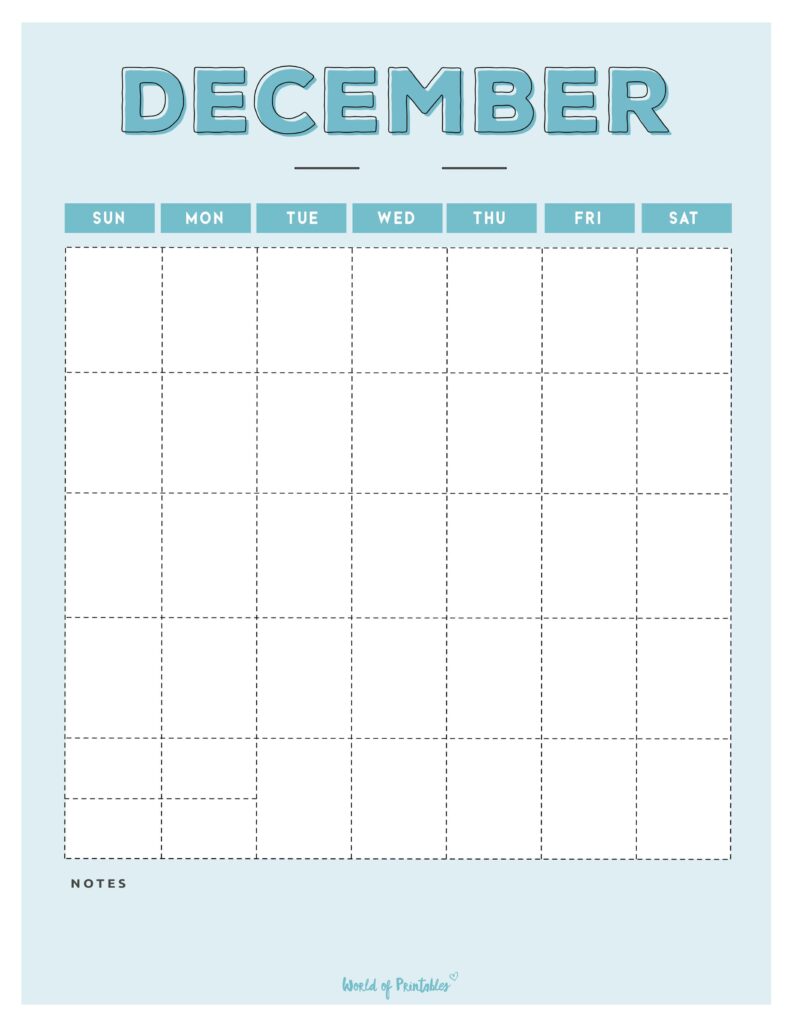 blank december calendar