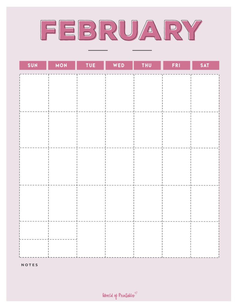 blank february calendar