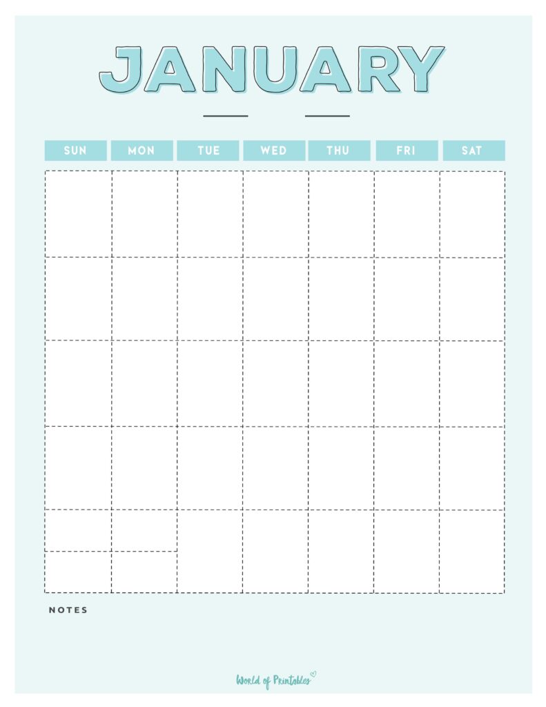 blank january calendar