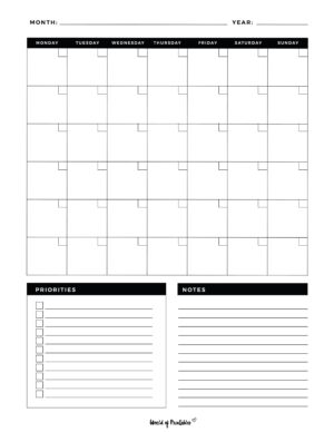 Printable Blank Calendar Templates - World of Printables