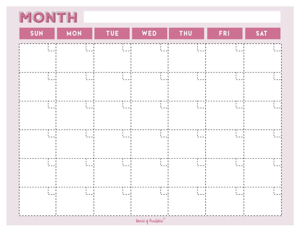 blank monthly calendar red