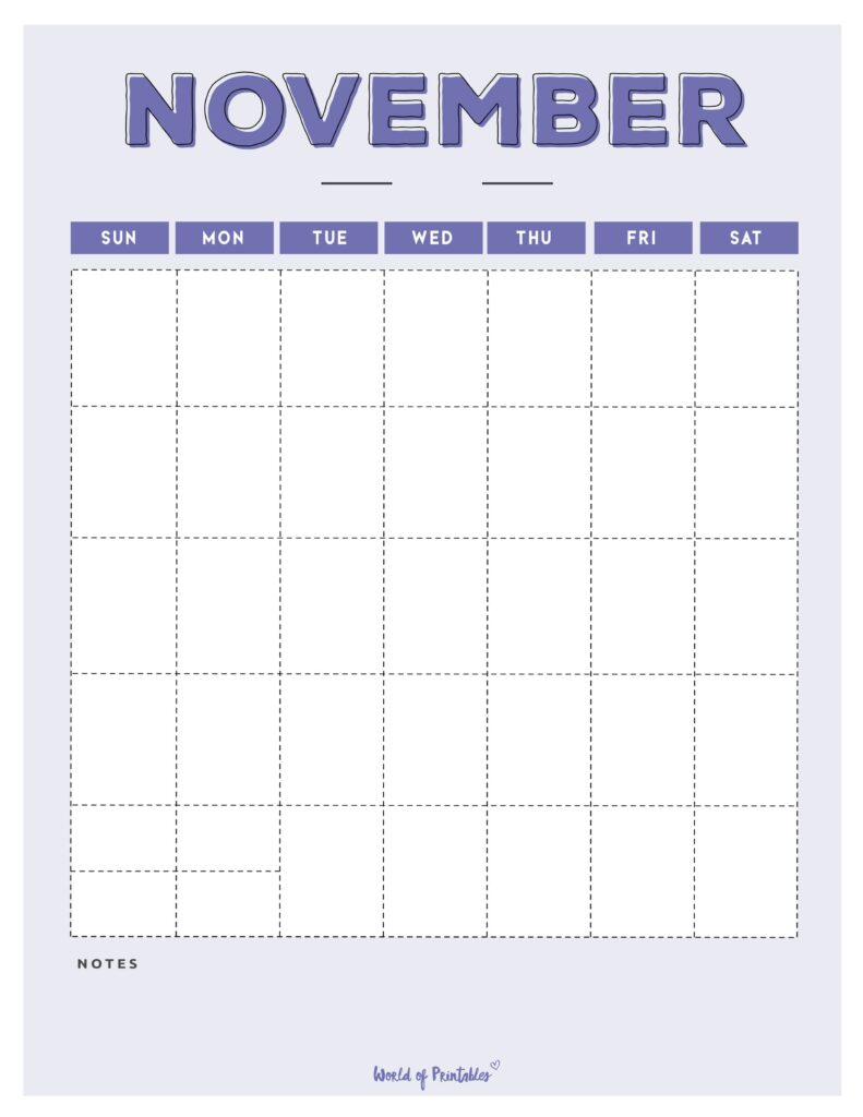blank november calendar