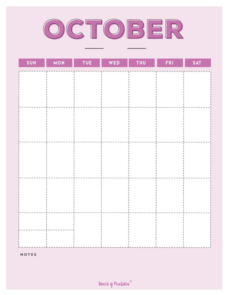 blank october calendar