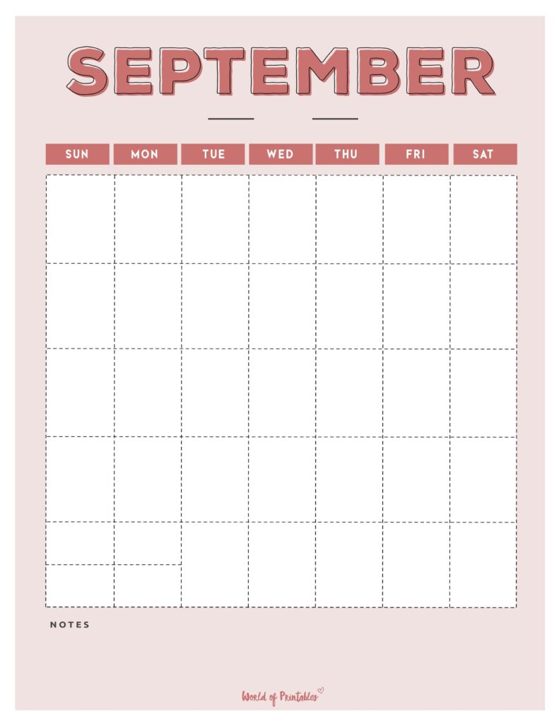 blank september calendar
