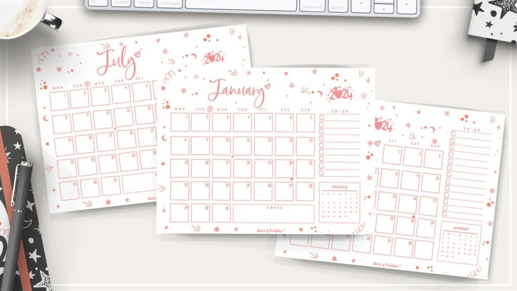 cute doodle 2024 calendar