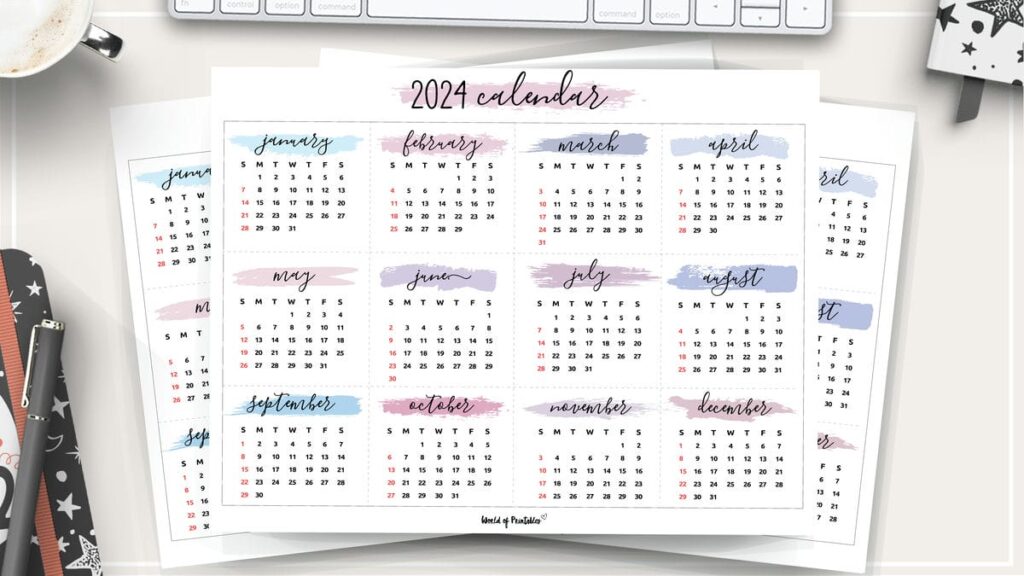 free printable 2024 year calendar