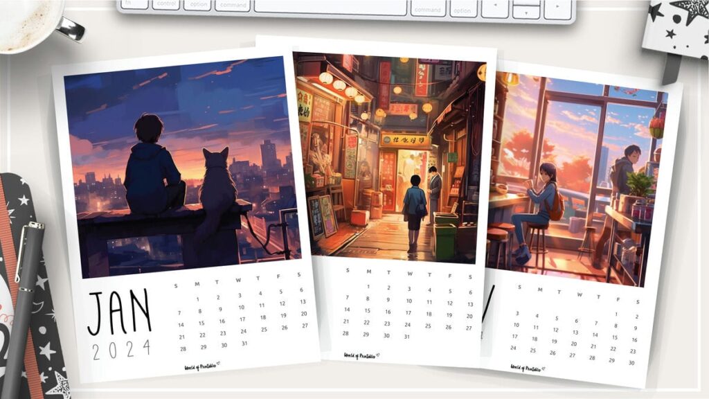 lofi anime 2024 calendar