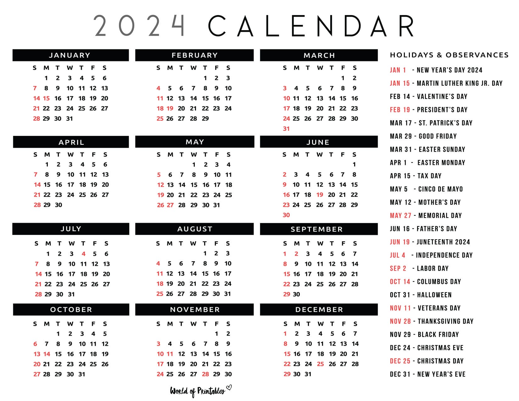 Print Free 2024 Calendar With Holidays And National Days Uiuc Fall