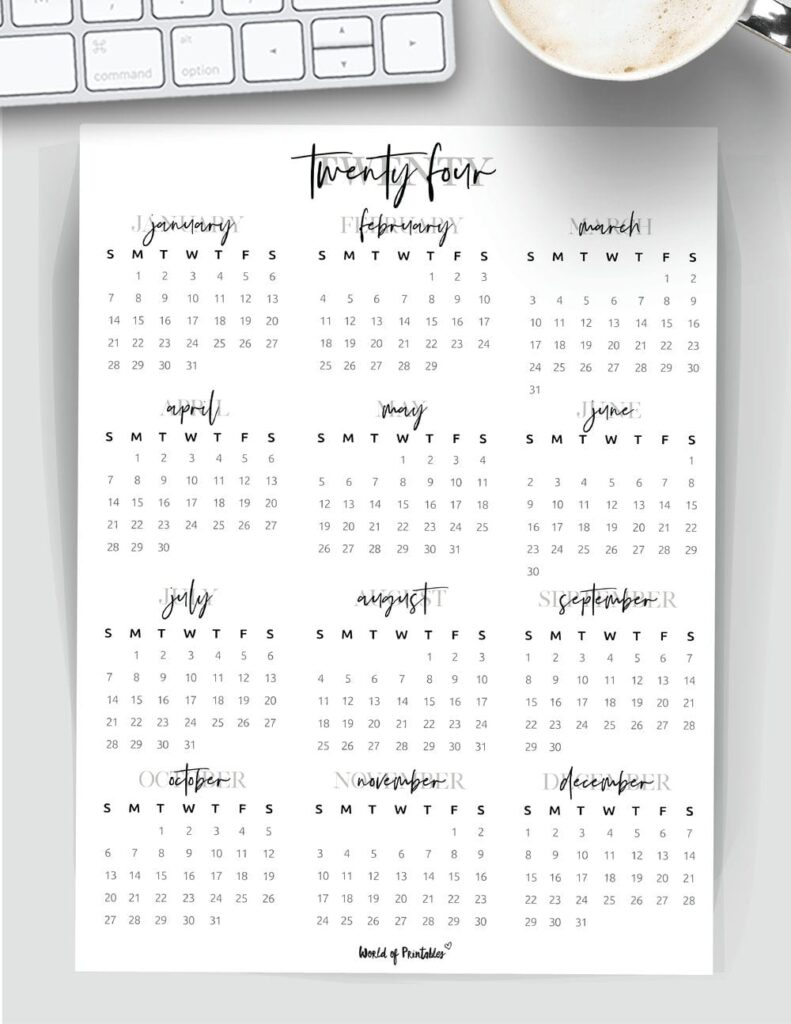 printable 2024 year calendar