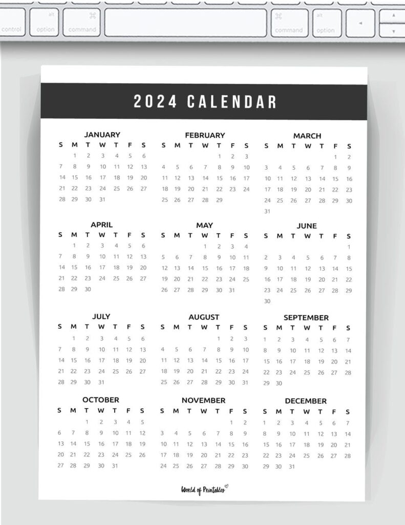 printable calendar 2024 - one page - calendar 2024 template