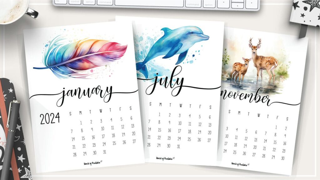 watercolor 2024 calendars