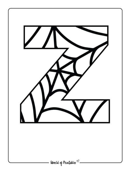 Alphabet Halloween Printable Worksheets - Z