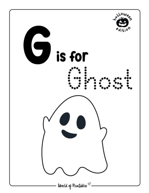 Alphabet Halloween Worksheets - G