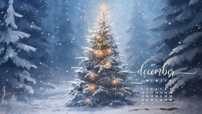 December Calendar Wallpaper Christmas Tree