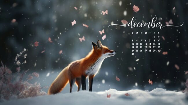 December Calendar Wallpaper Cute Fox