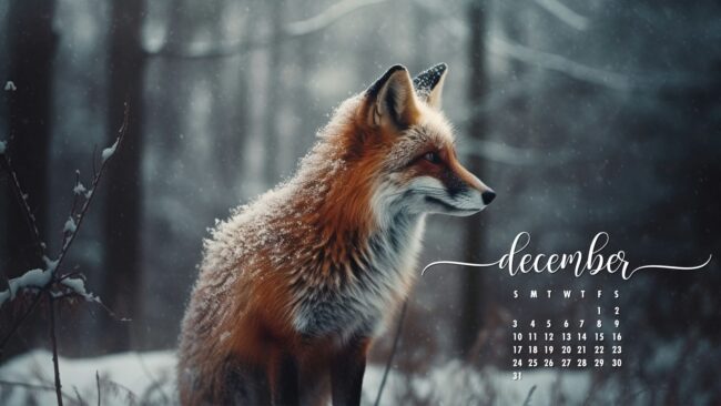 December Calendar Wallpaper Fox