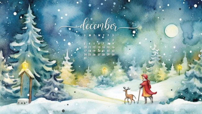 December Calendar Wallpaper Vintage Scene