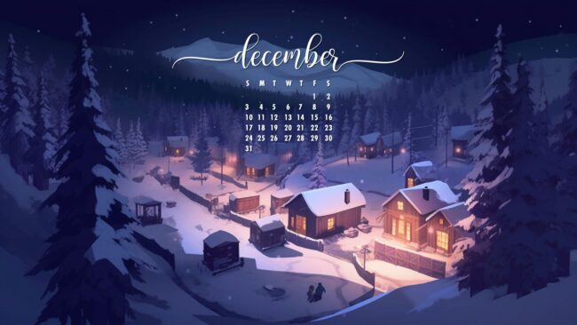 December Calendar Wallpaper Winter Village