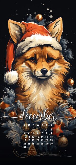 December Phone Wallpaper Christmas Fox