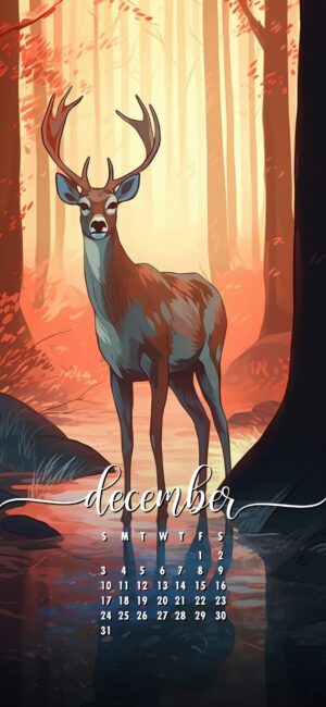 December Phone Wallpaper Forest Deer