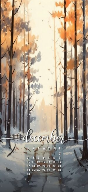 December Phone Wallpaper Forest Snow
