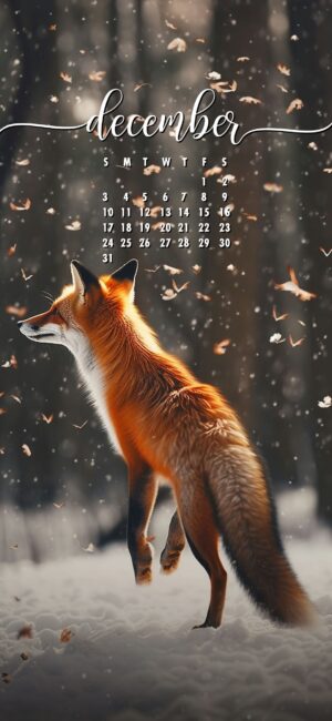December Phone Wallpaper Jumping Fox