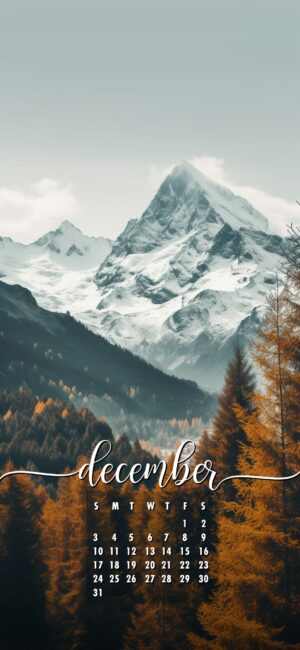 December Phone Wallpaper Mountain Forest Winter